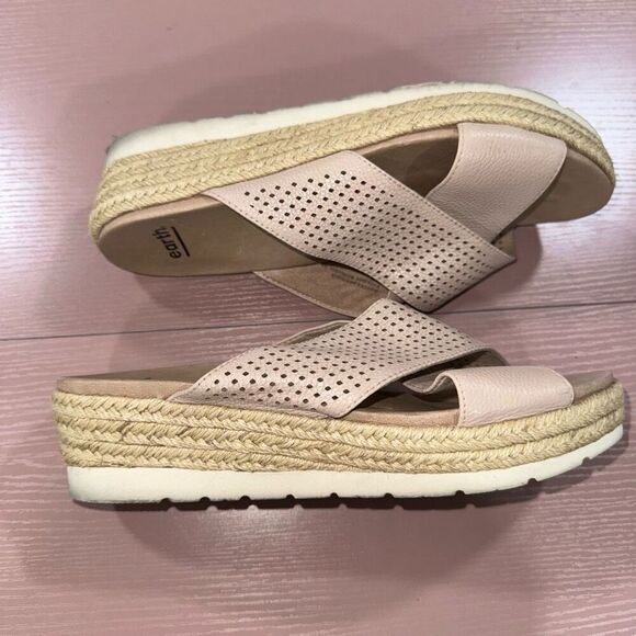 EARTH , LEATHER size 9.5 Modena-Marigold Criss-cross Strap Slide Blush-Pink - Picture 2 of 6